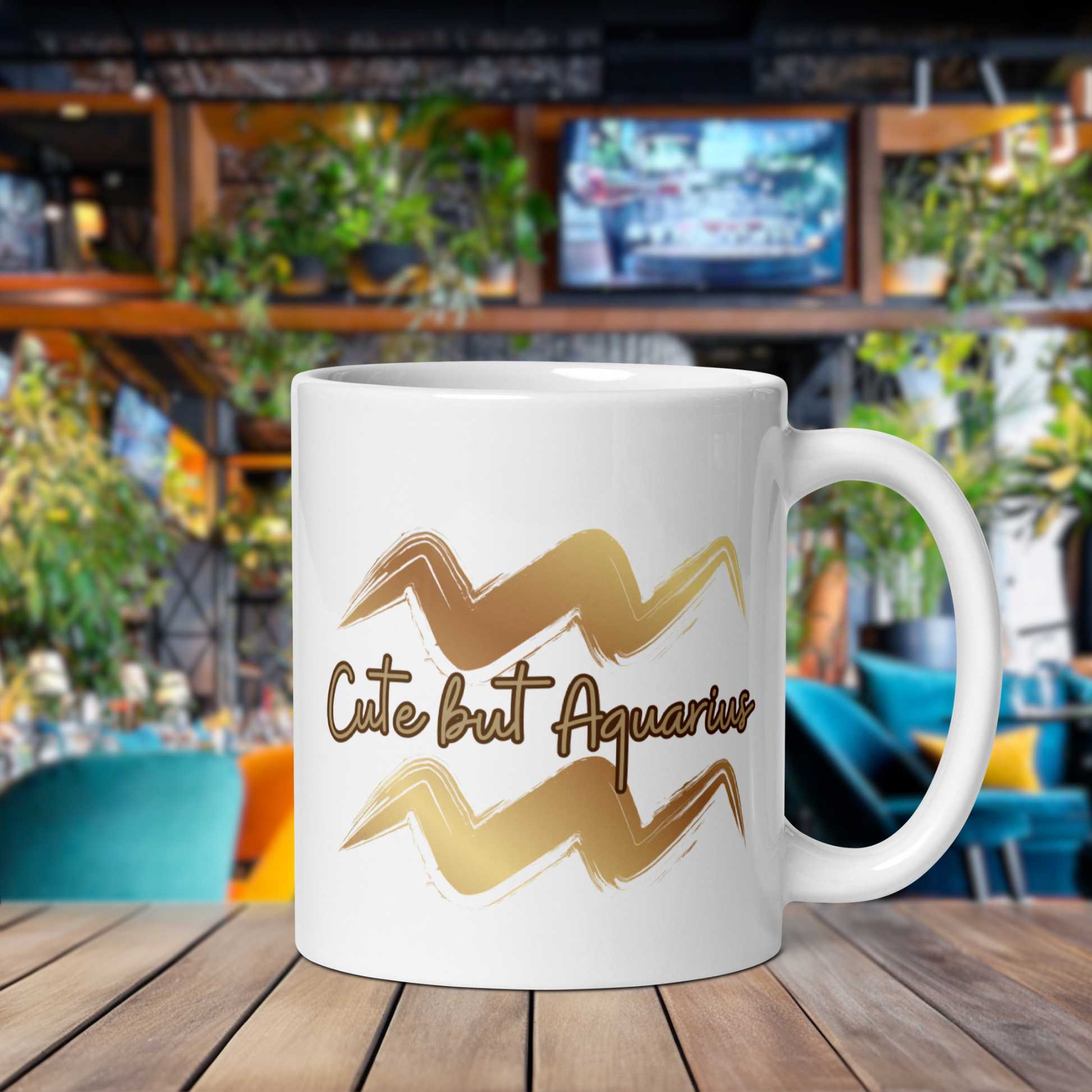 Thumbnail with White mug with "Aquarius" Original Nine-29 Design