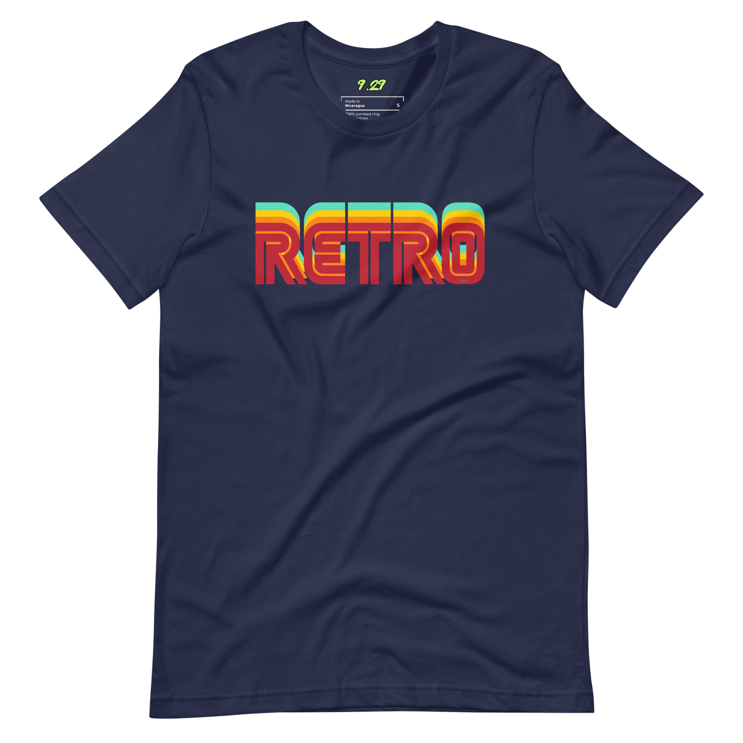 Navy t-shirt with "RETRO" Original Nine-29 Design