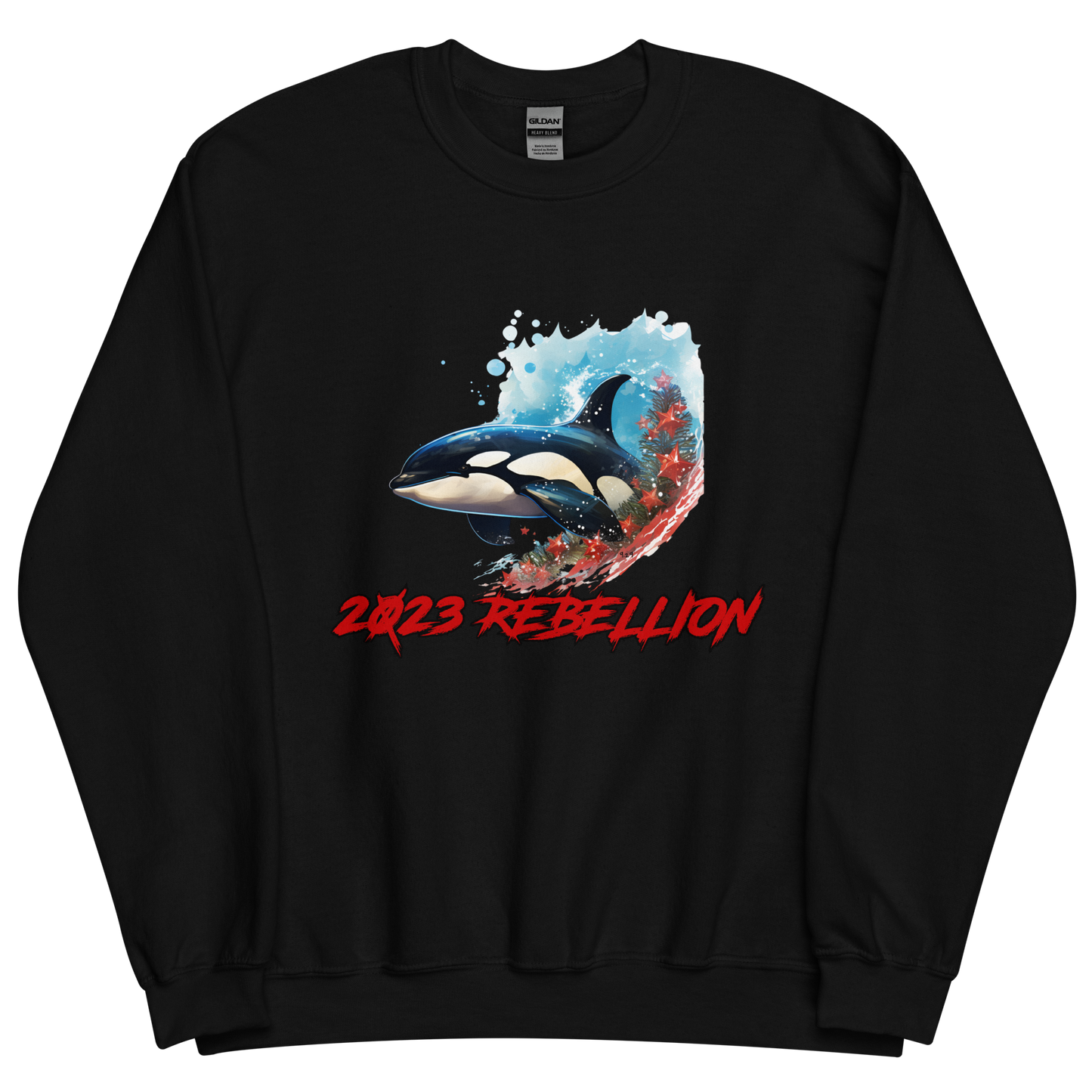 Black sweatshirt with "2023 Rebellion" Original Nine-29 Design