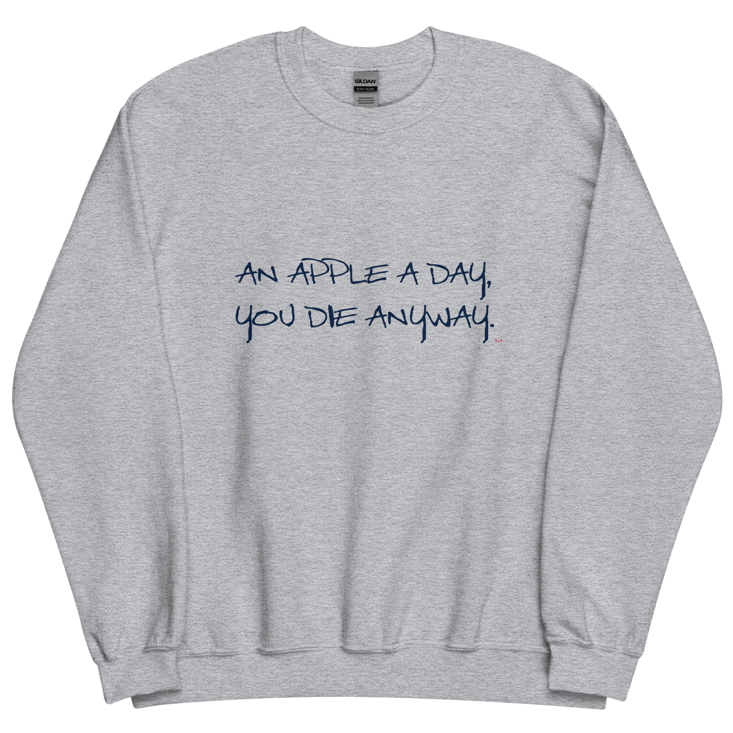 Sport grey sweatshirt with "An apple a day" Original Nine-29 design