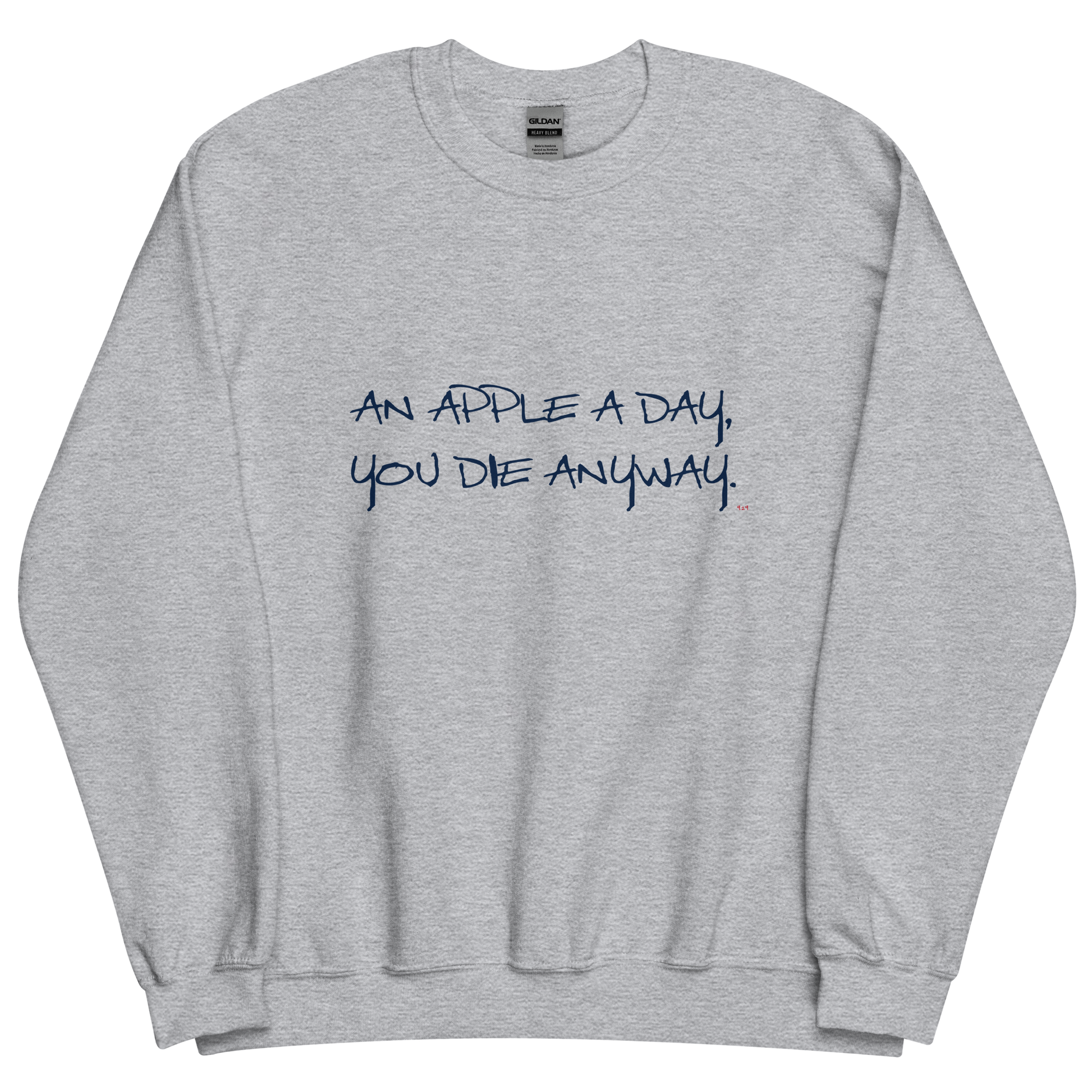 Sport grey sweatshirt with "An apple a day" Original Nine-29 design