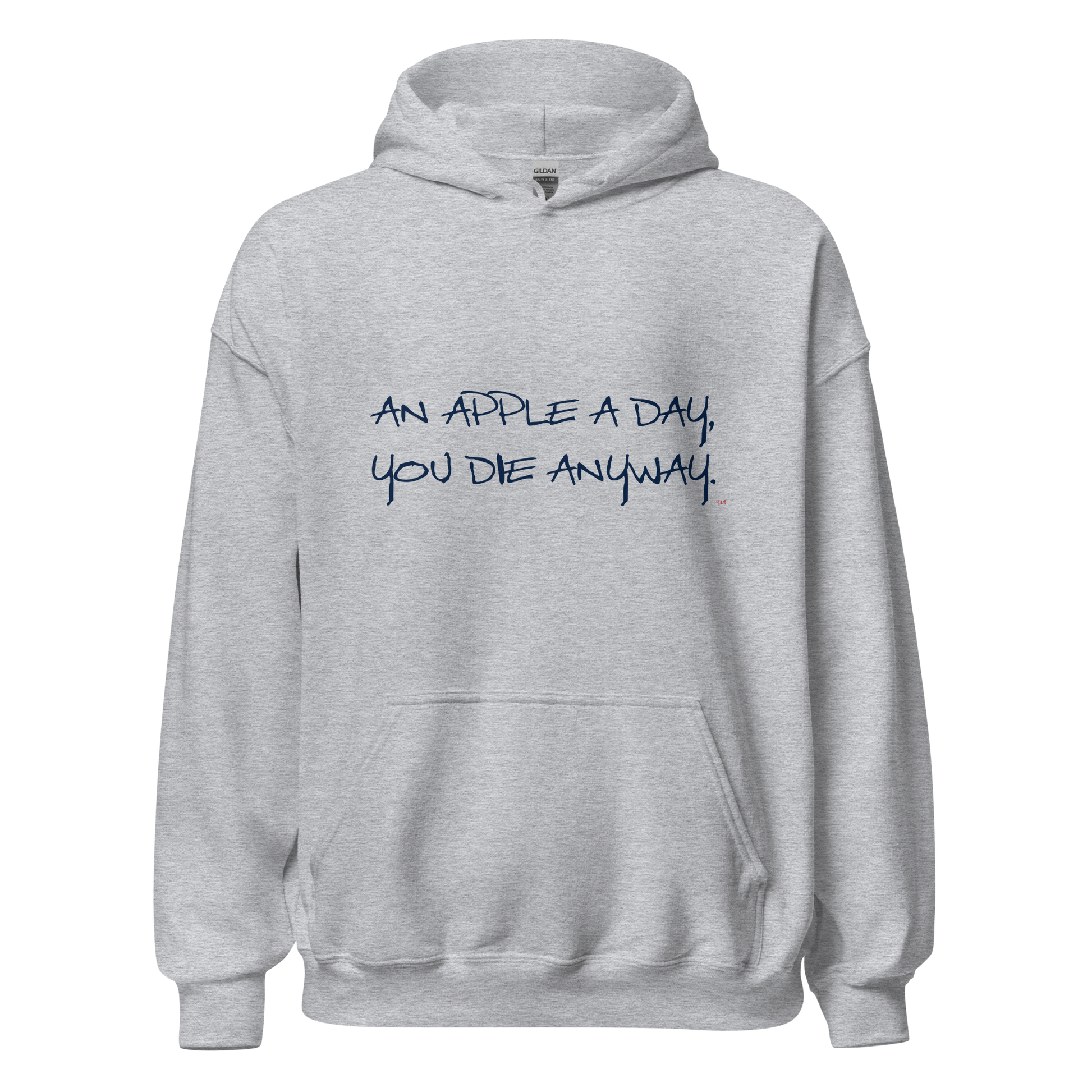 Sport grey hoodie with "An apple a day" Original Nine-29 design