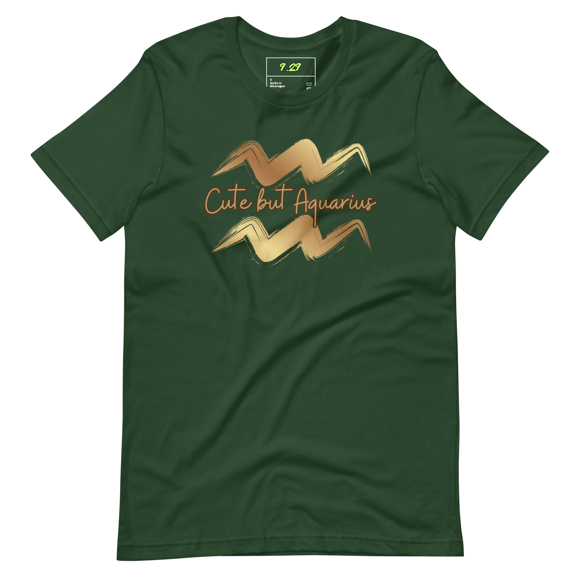 Forest green t-shirt with "Aquarius" Original Nine-29 Design