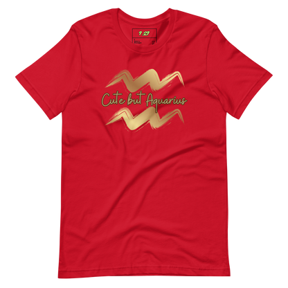 Red t-shirt with "Aquarius" Original Nine-29 Design