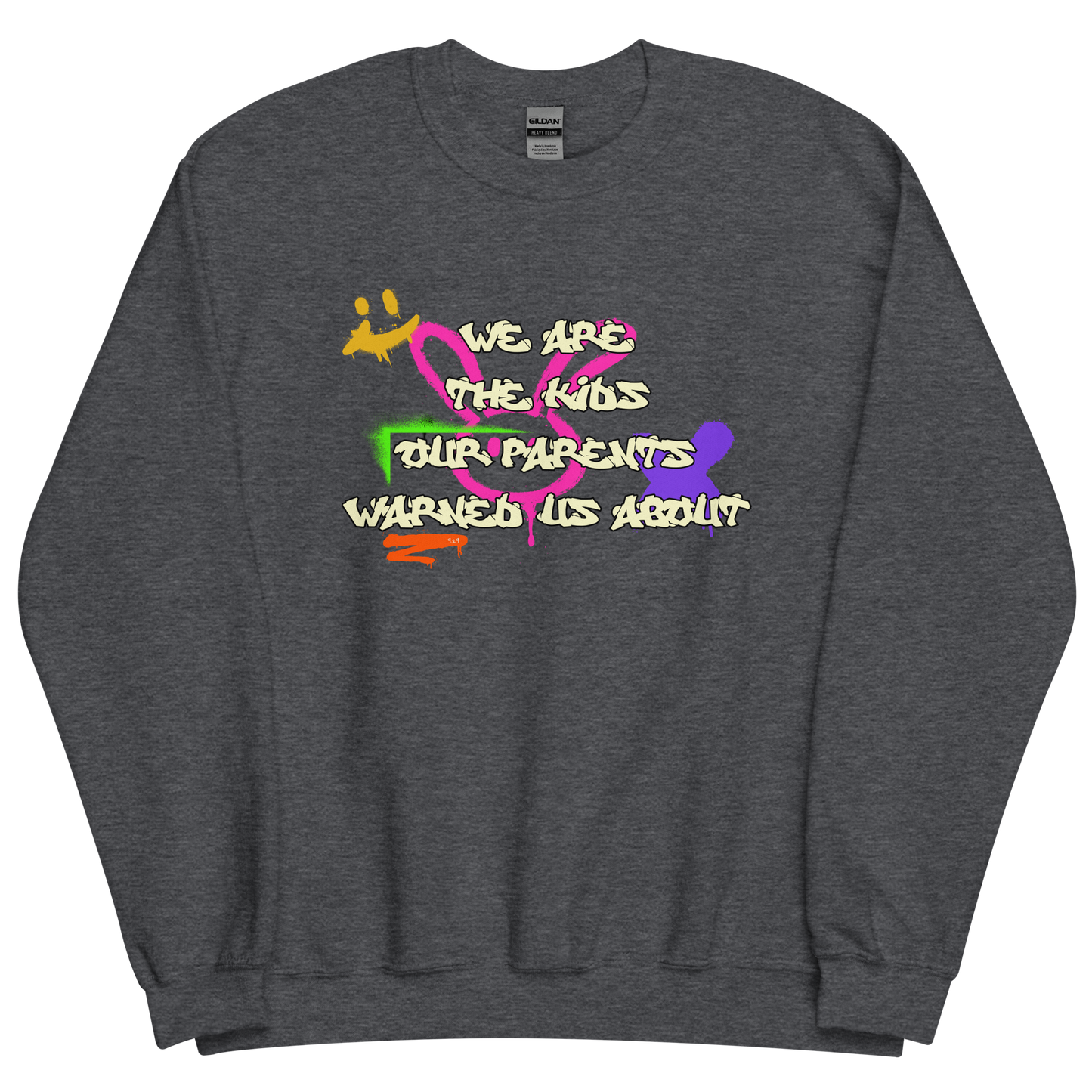 Dark grey heather sweatshirt with "Bad kids" Original Nine-29 Design