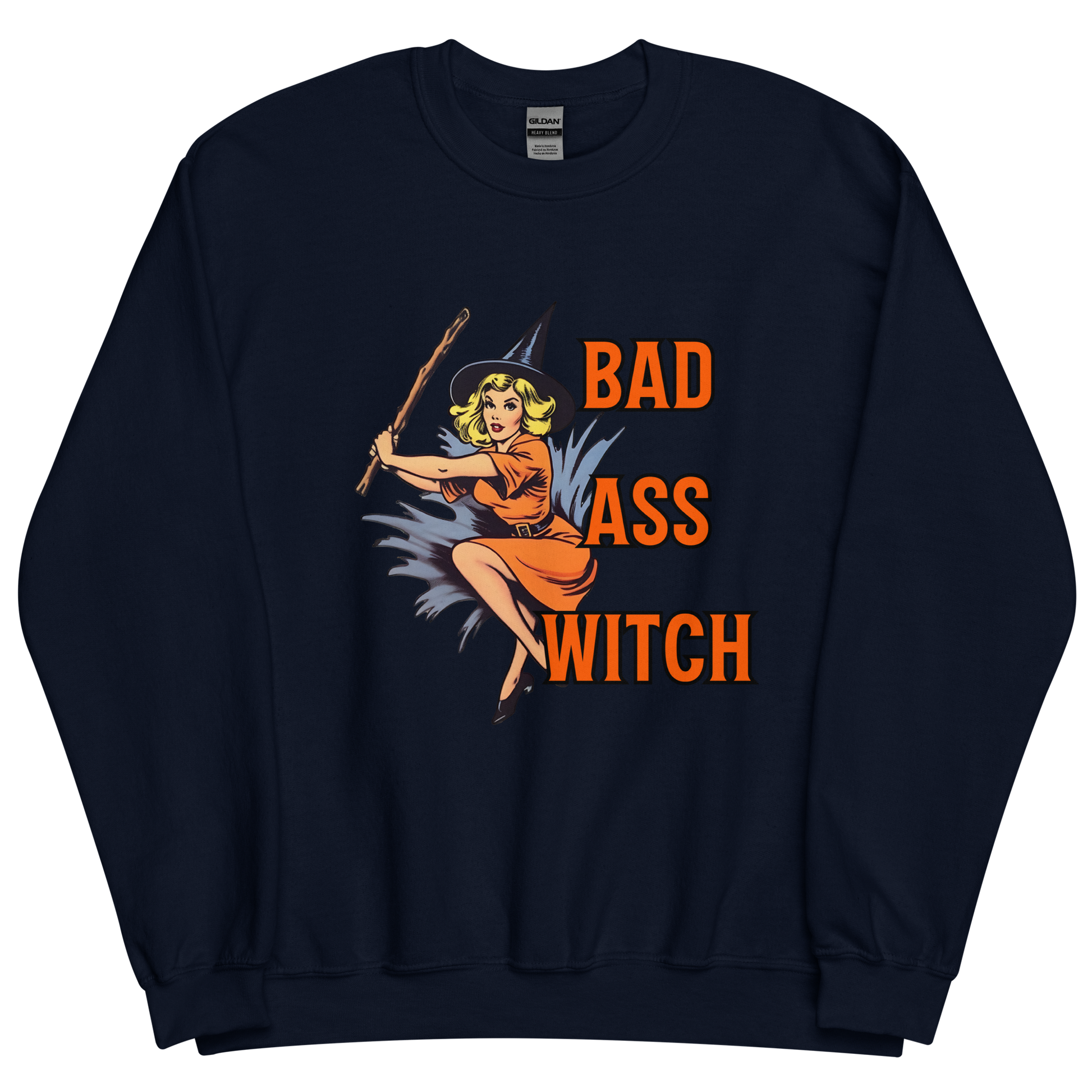 Navy sweatshirt with "Bad witch" Original Nine-29 Design