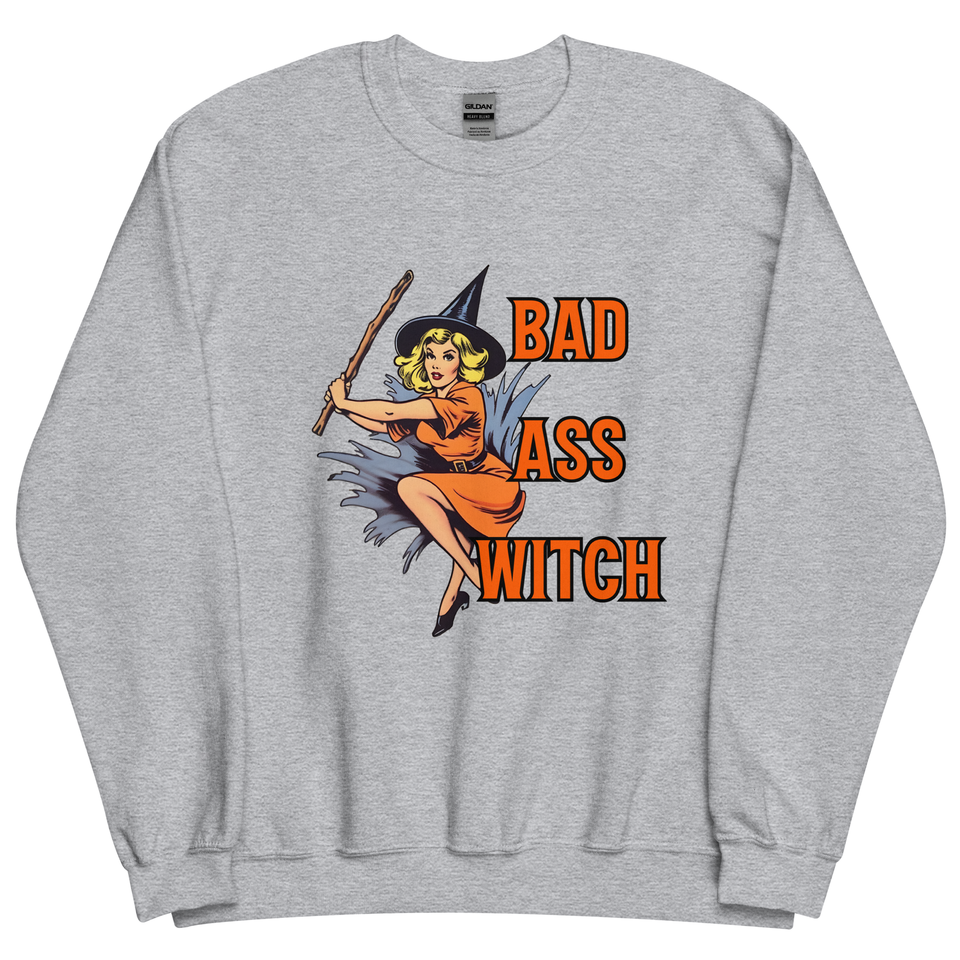 Sport grey sweatshirt with "Bad witch" Original Nine-29 Design