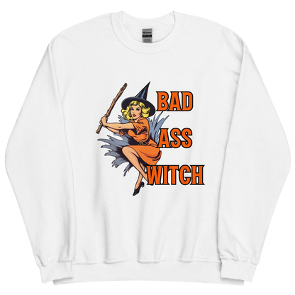 White sweatshirt with "Bad witch" Original Nine-29 Design