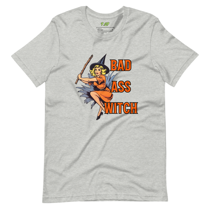 Athletic heather t-shirt with "Bad Witch" Original Nine-29 Design