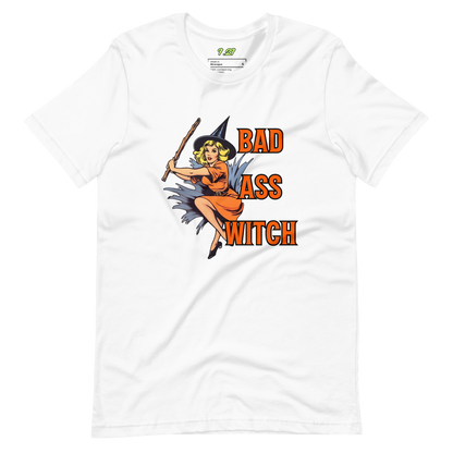 White t-shirt with "Bad Witch" Original Nine-29 Design