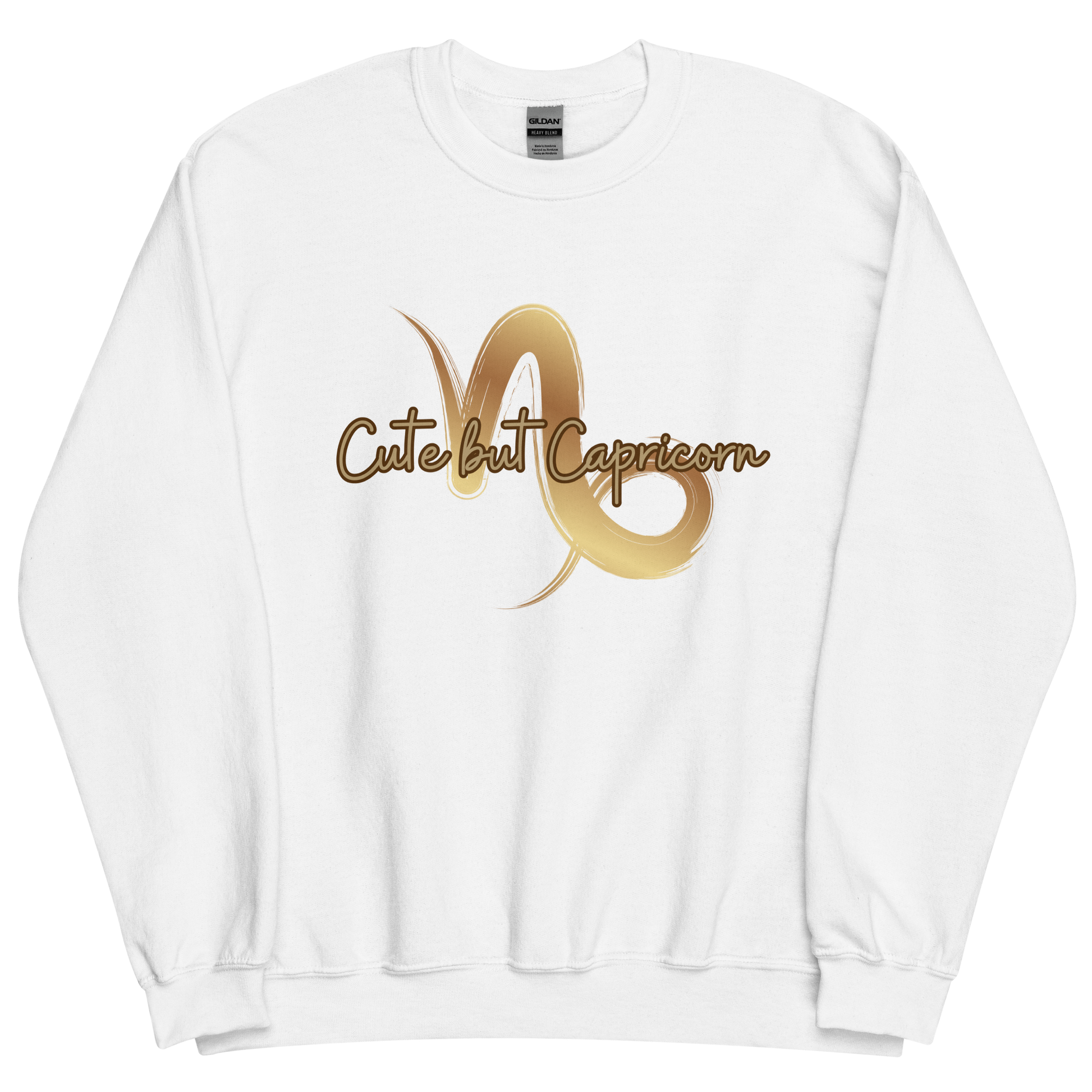 White sweatshirt with "Capricorn" Original Nine-29 Design