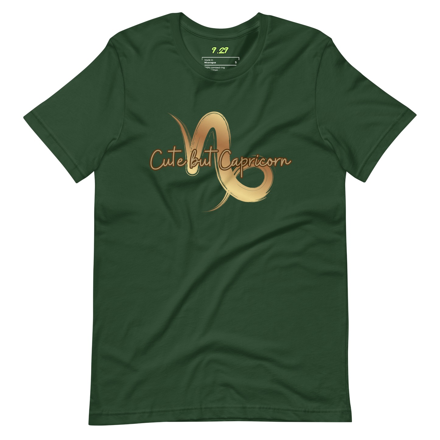 Forest green t-shirt with "Capricorn" Original Nine-29 Design