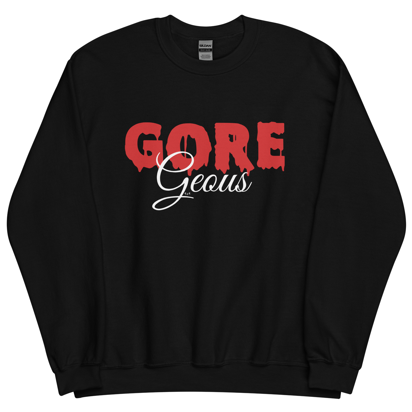 Black sweatshirt with "GOREGeous" Original Nine-29 Design