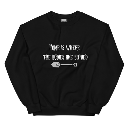 Black unisex Gildan sweatshirt with original Nine-29 Design "Home" in white