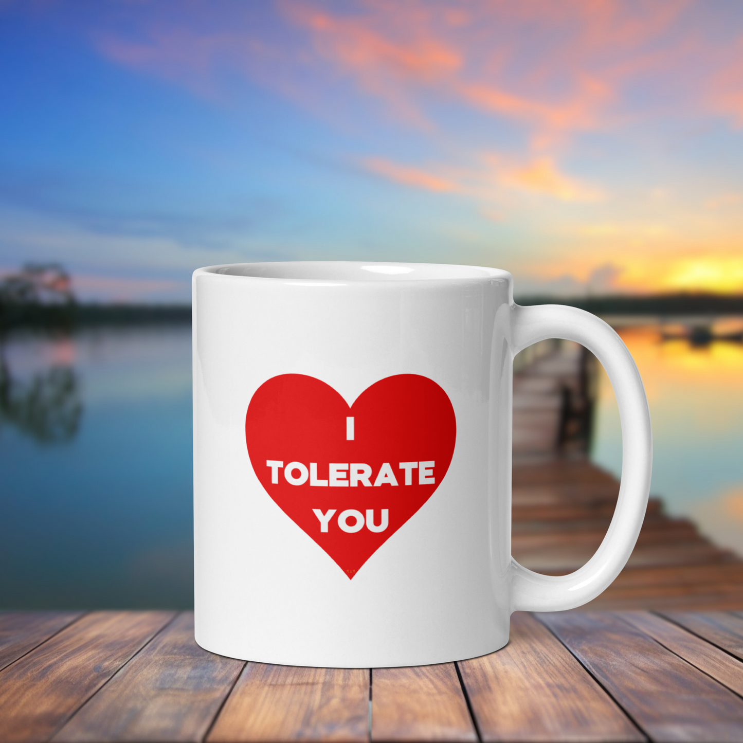 Thumbnail with White mug with "I tolerate you" Original Nine-29 Design