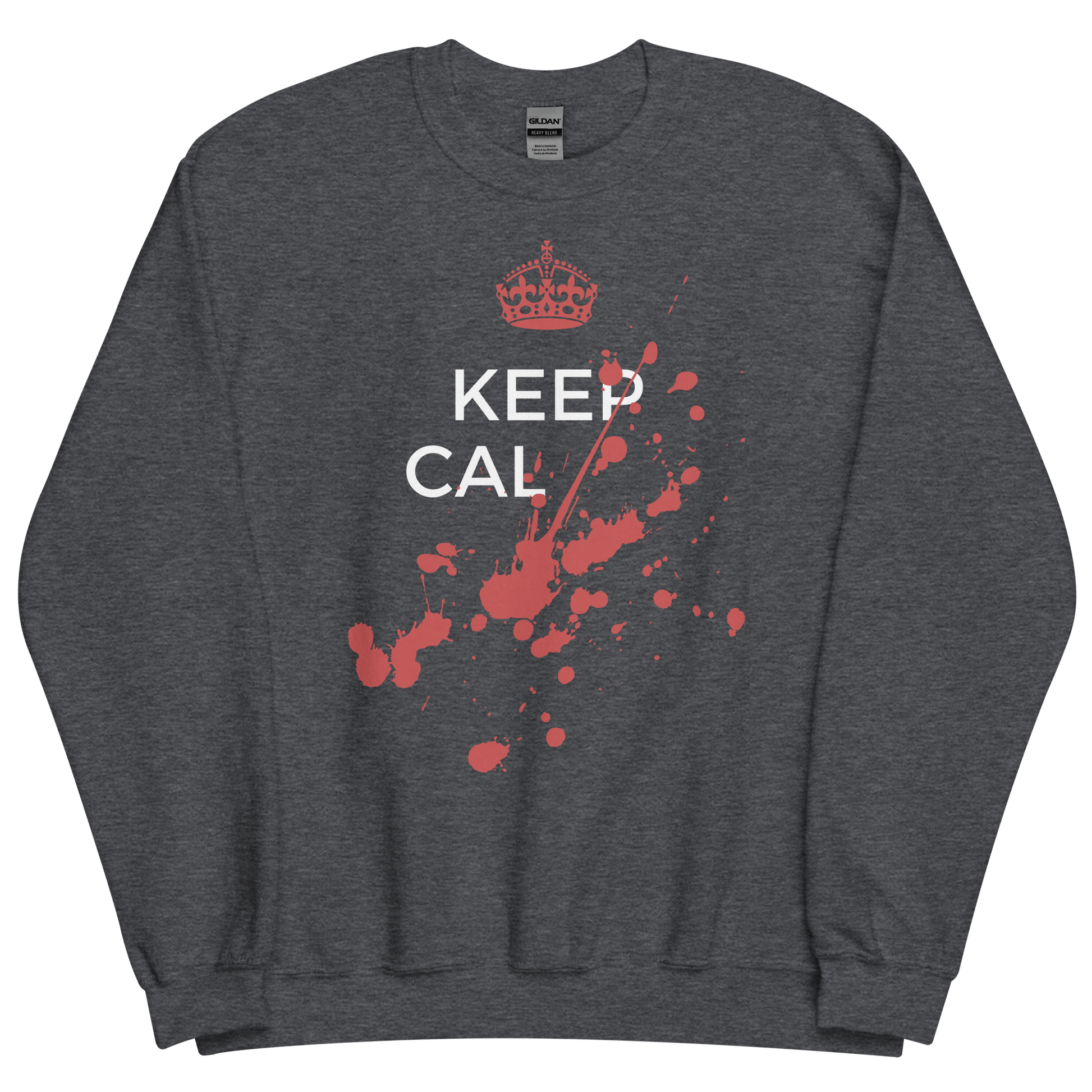 Dark grey heather sweatshirt with Savage "Keep Calm" Original design by Nine-29 Design