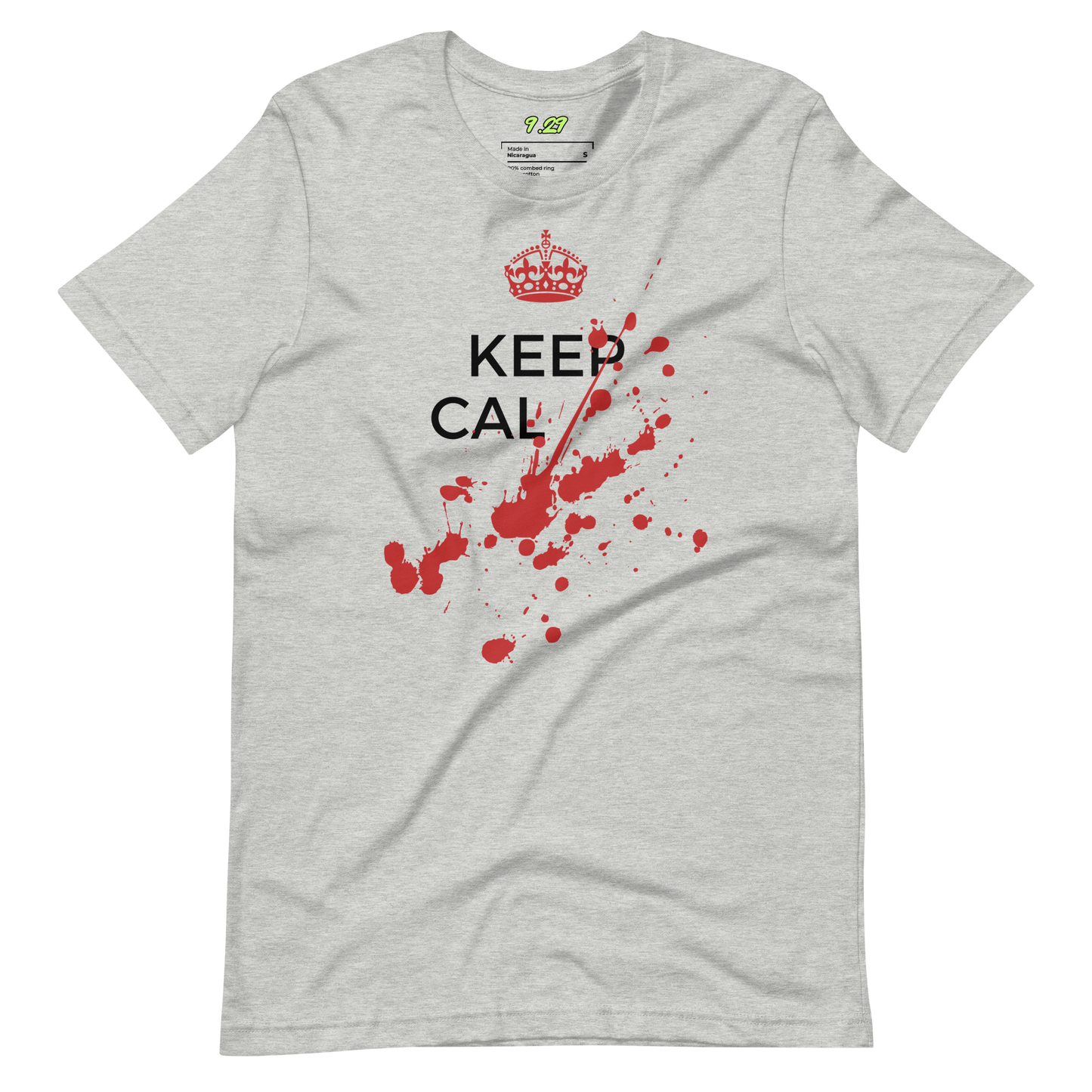 Athletic heather t-shirt with Savage "Keep Calm" Original design by Nine-29 Design