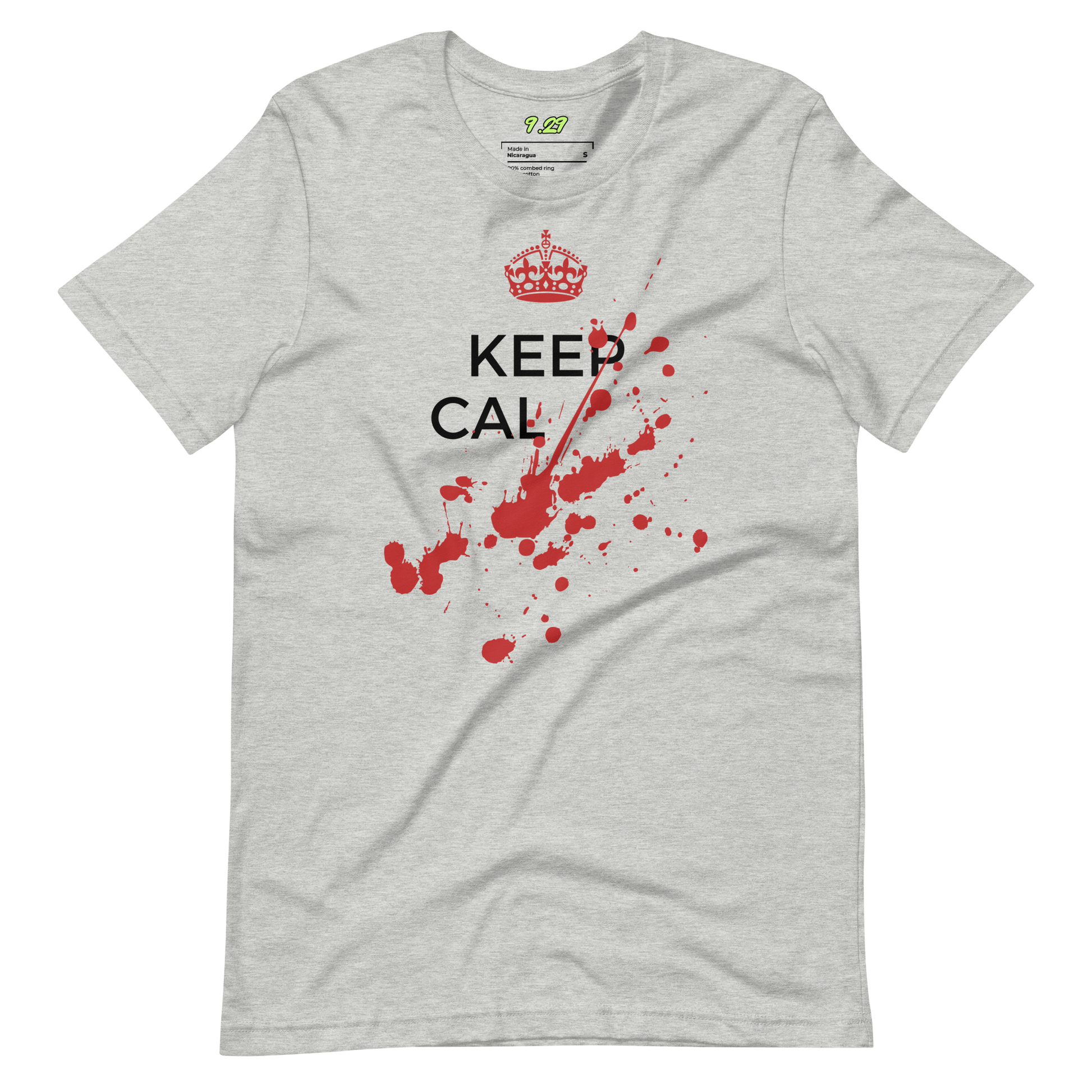 Athletic heather t-shirt with Savage "Keep Calm" Original design by Nine-29 Design