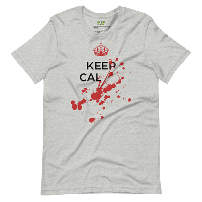 Athletic heather t-shirt with Savage "Keep Calm" Original design by Nine-29 Design