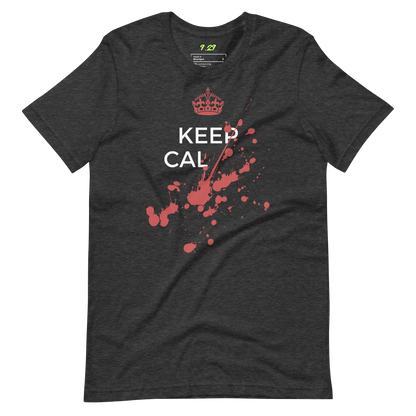 Dark grey heather t-shirt with Savage "Keep Calm" Original design by Nine-29 Design