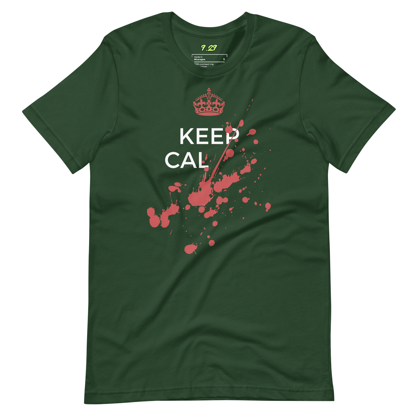 Forest green t-shirt with Savage "Keep Calm" Original design by Nine-29 Design