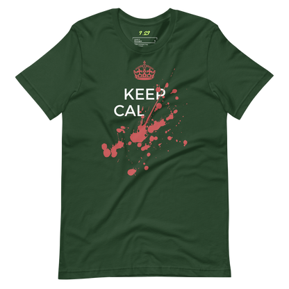 Forest green t-shirt with Savage "Keep Calm" Original design by Nine-29 Design