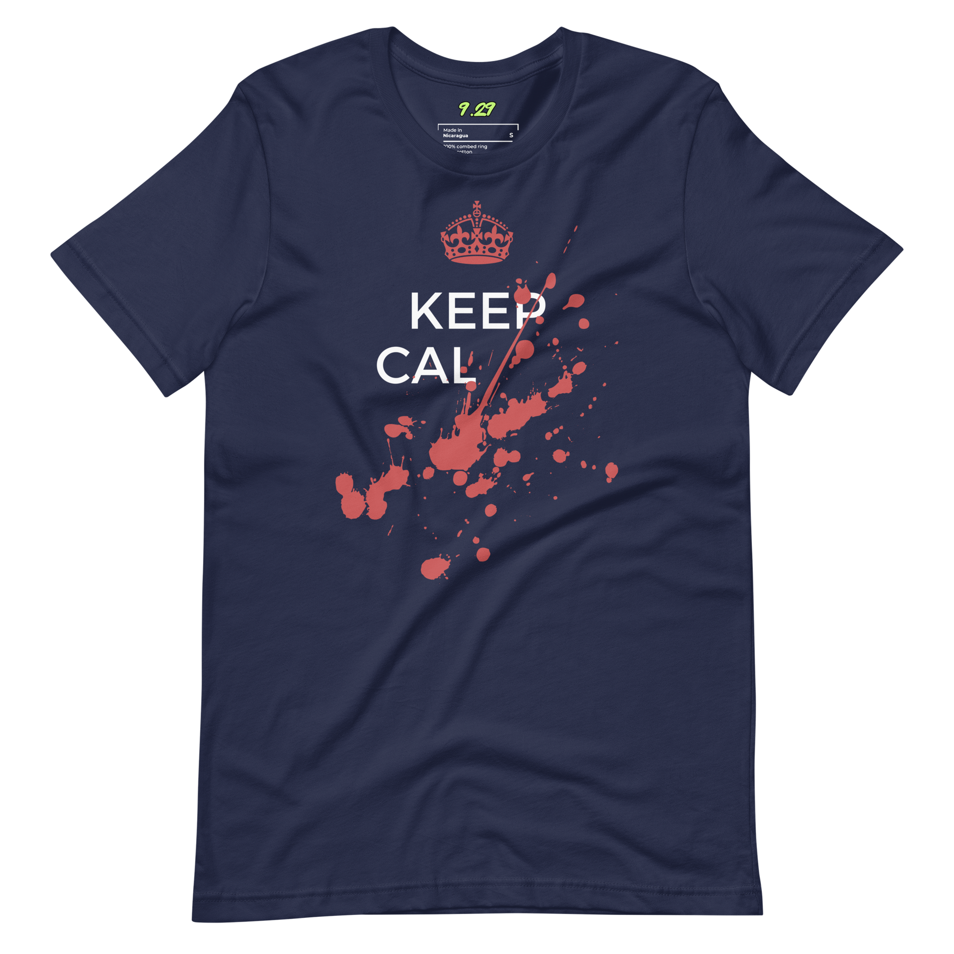 Navy t-shirt with Savage "Keep Calm" Original design by Nine-29 Design