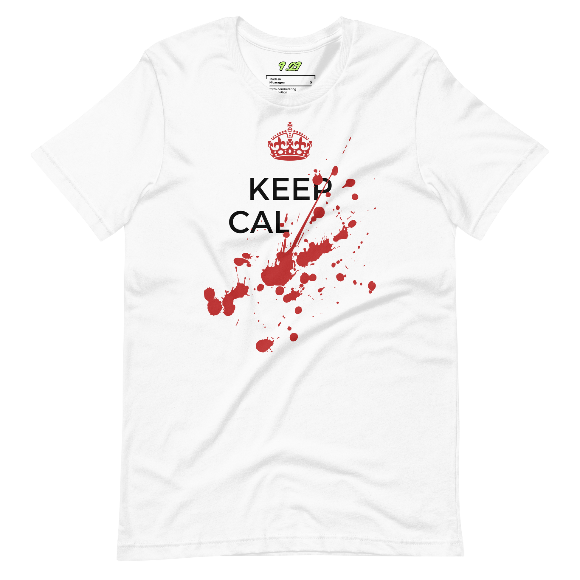 White t-shirt with Savage "Keep Calm" Original design by Nine-29 Design