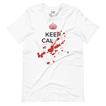 White t-shirt with Savage "Keep Calm" Original design by Nine-29 Design