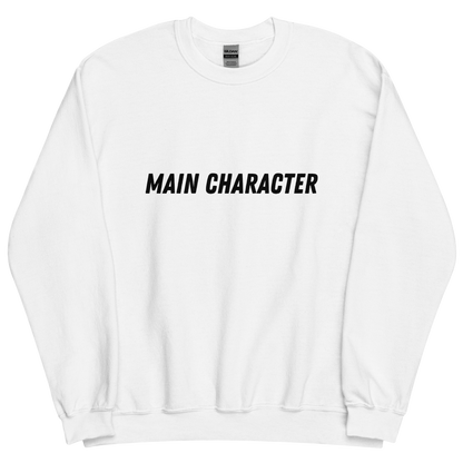 White sweatshirt with "Main character" Original Nine-29 Design