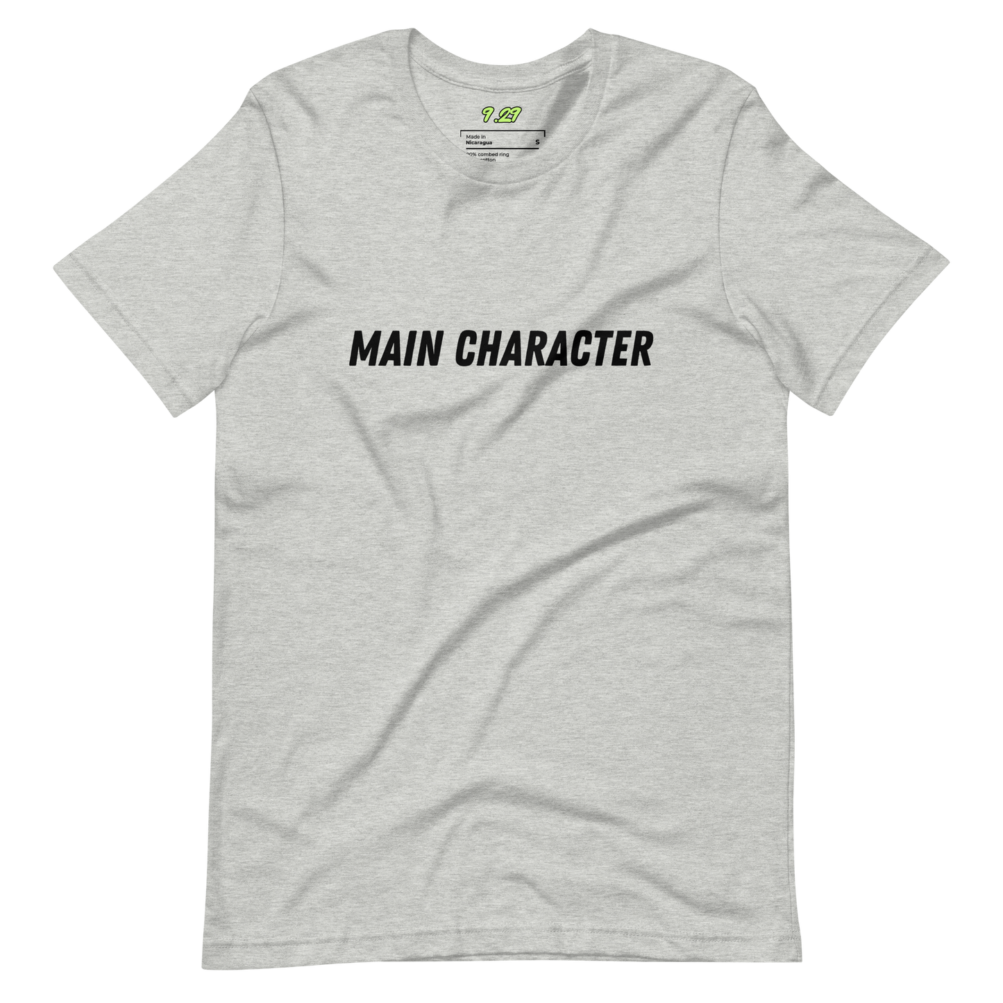 Athletic heather t-shirt with "Main character" Original Nine-29 Design