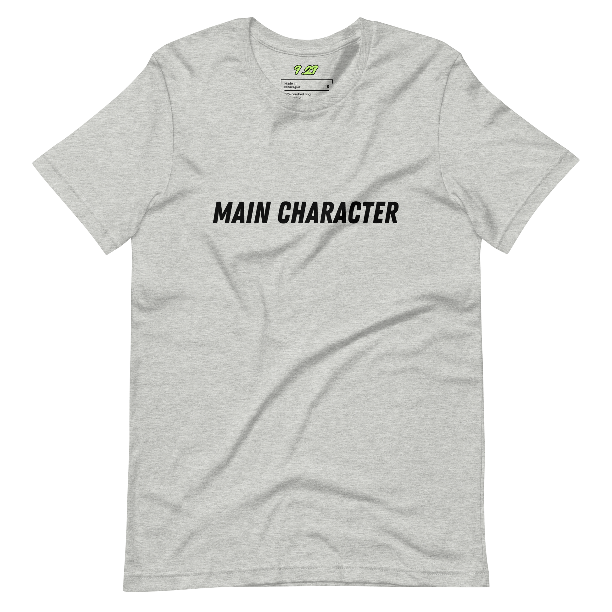 Athletic heather t-shirt with "Main character" Original Nine-29 Design