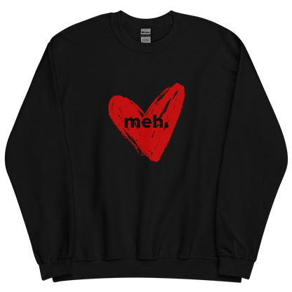 Black sweatshirt with "meh." Original Nine-29 Design