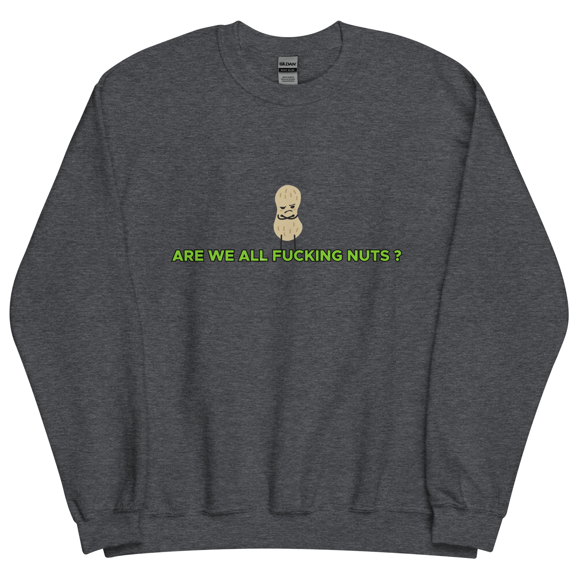 Dark grey heather sweatshirt with "Nuts" Original Nine-29 Design