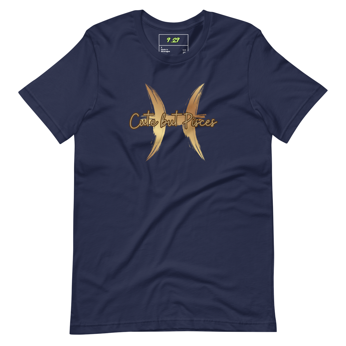 Navy t-shirt with "Pisces" Original Nine-29 Design