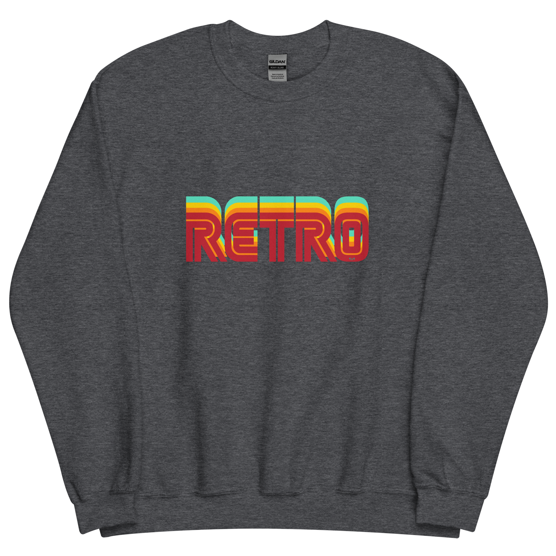 Dark grey heather sweatshirt with "RETRO" Original Nine-29 Design