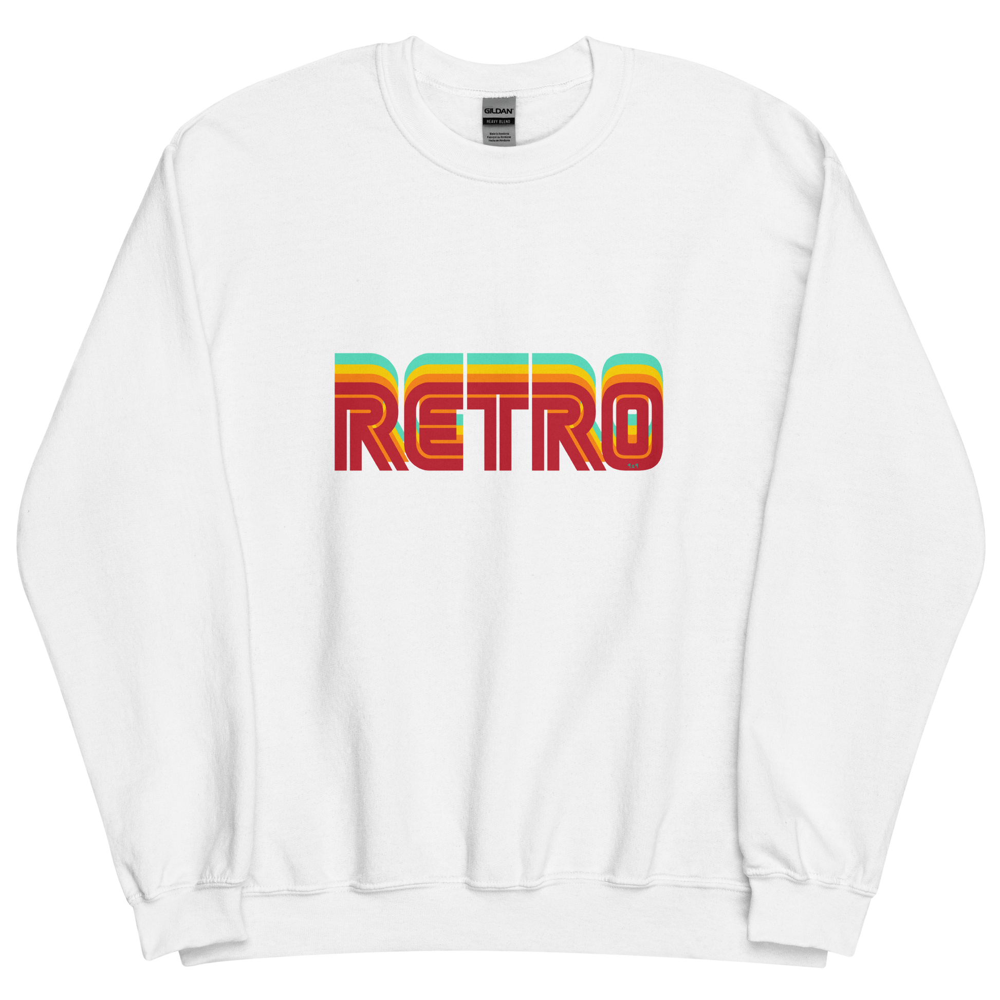 White sweatshirt with "RETRO" Original Nine-29 Design