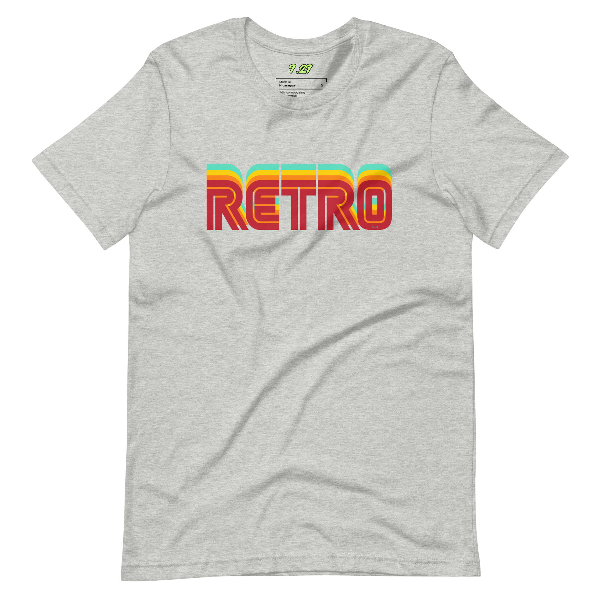 Athletic heather t-shirt with "RETRO" Original Nine-29 Design