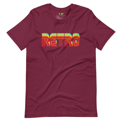 Maroon t-shirt with "RETRO" Original Nine-29 Design