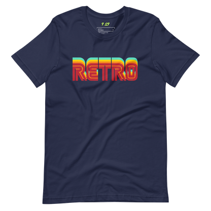 Navy t-shirt with "RETRO" Original Nine-29 Design