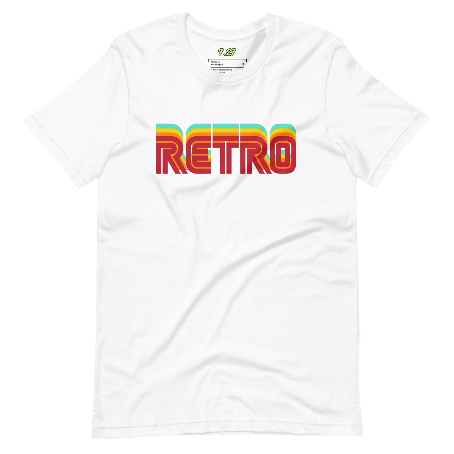 White t-shirt with "RETRO" Original Nine-29 Design