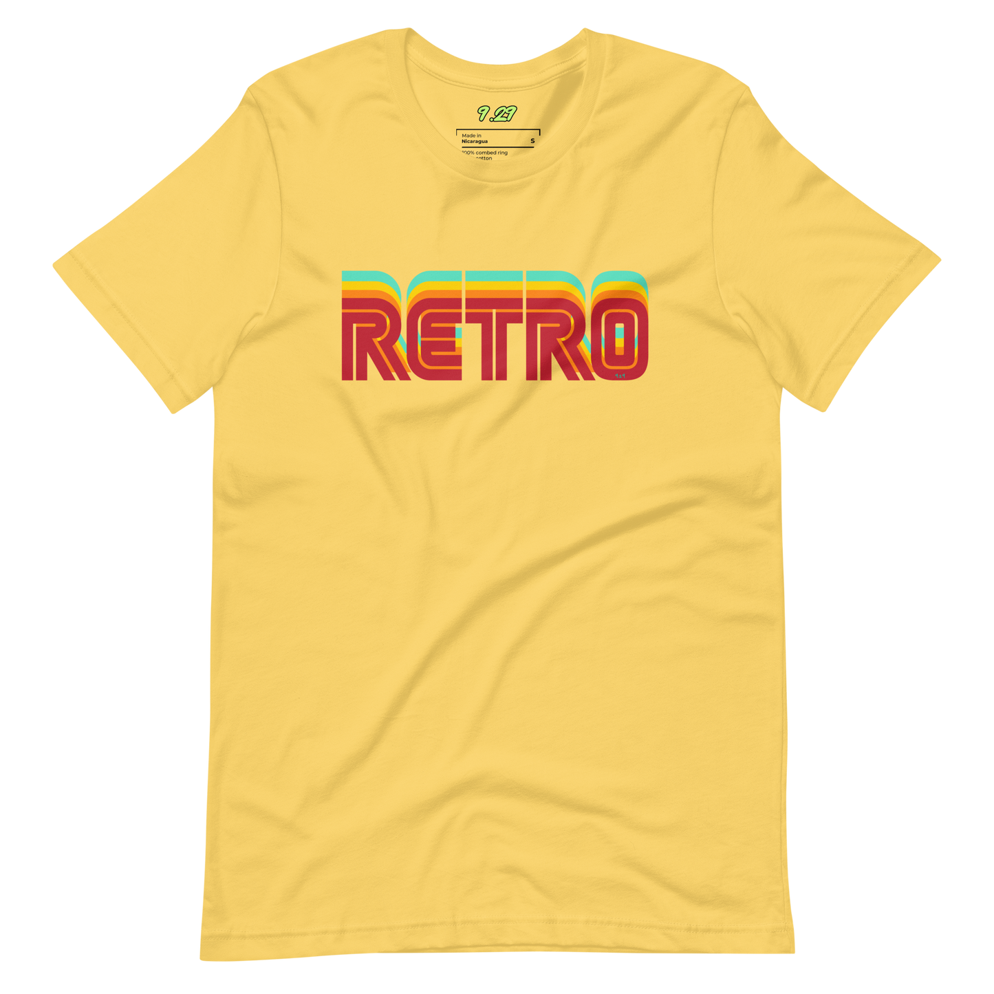 Yellow t-shirt with "RETRO" Original Nine-29 Design