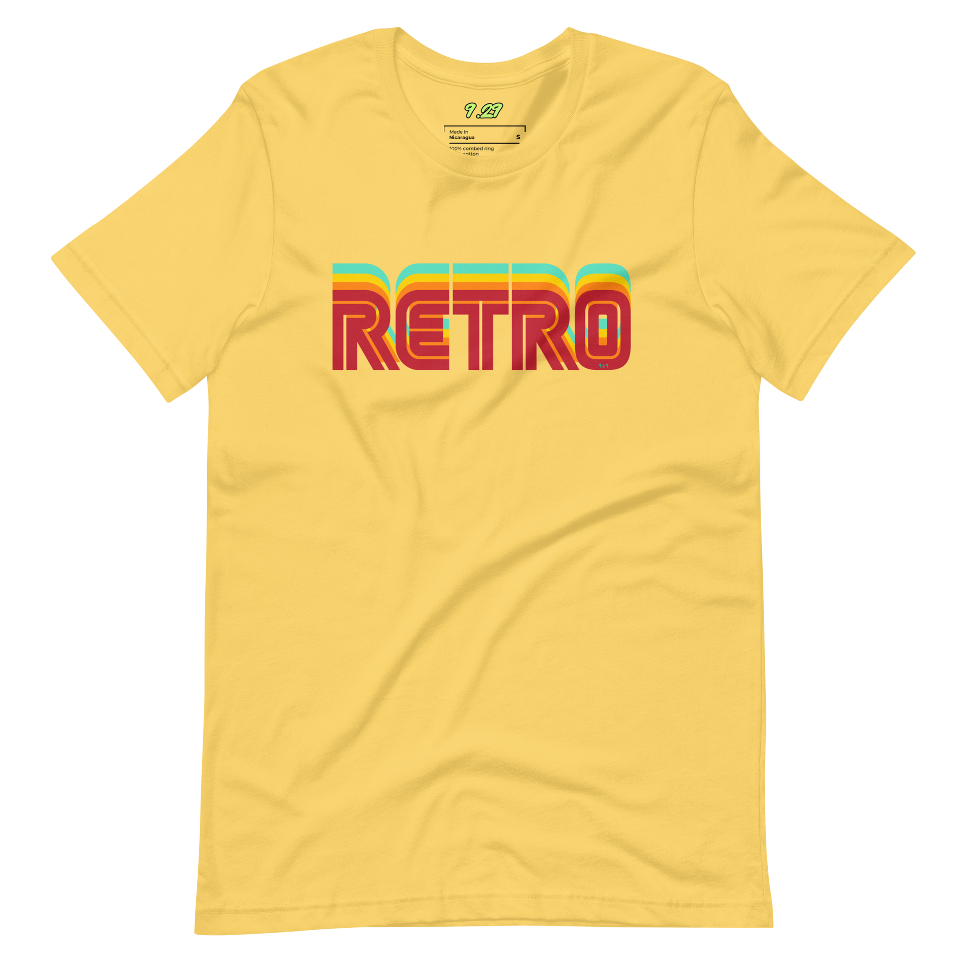 Yellow t-shirt with "RETRO" Original Nine-29 Design