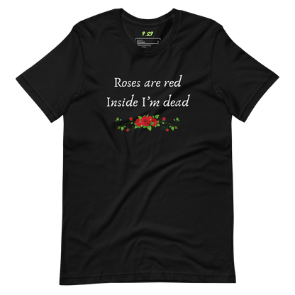 Black t-shirt with "Roses are red" Original Nine-29 Design