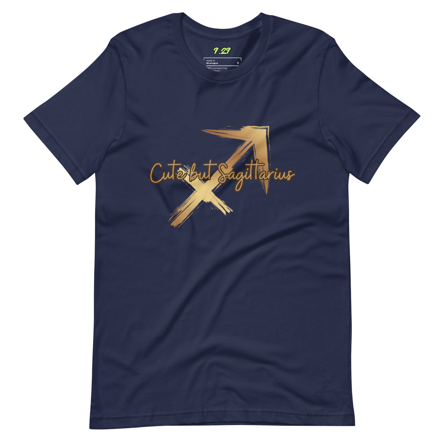 Navy t-shirt with "Sagittarius" Original Nine-29 Design