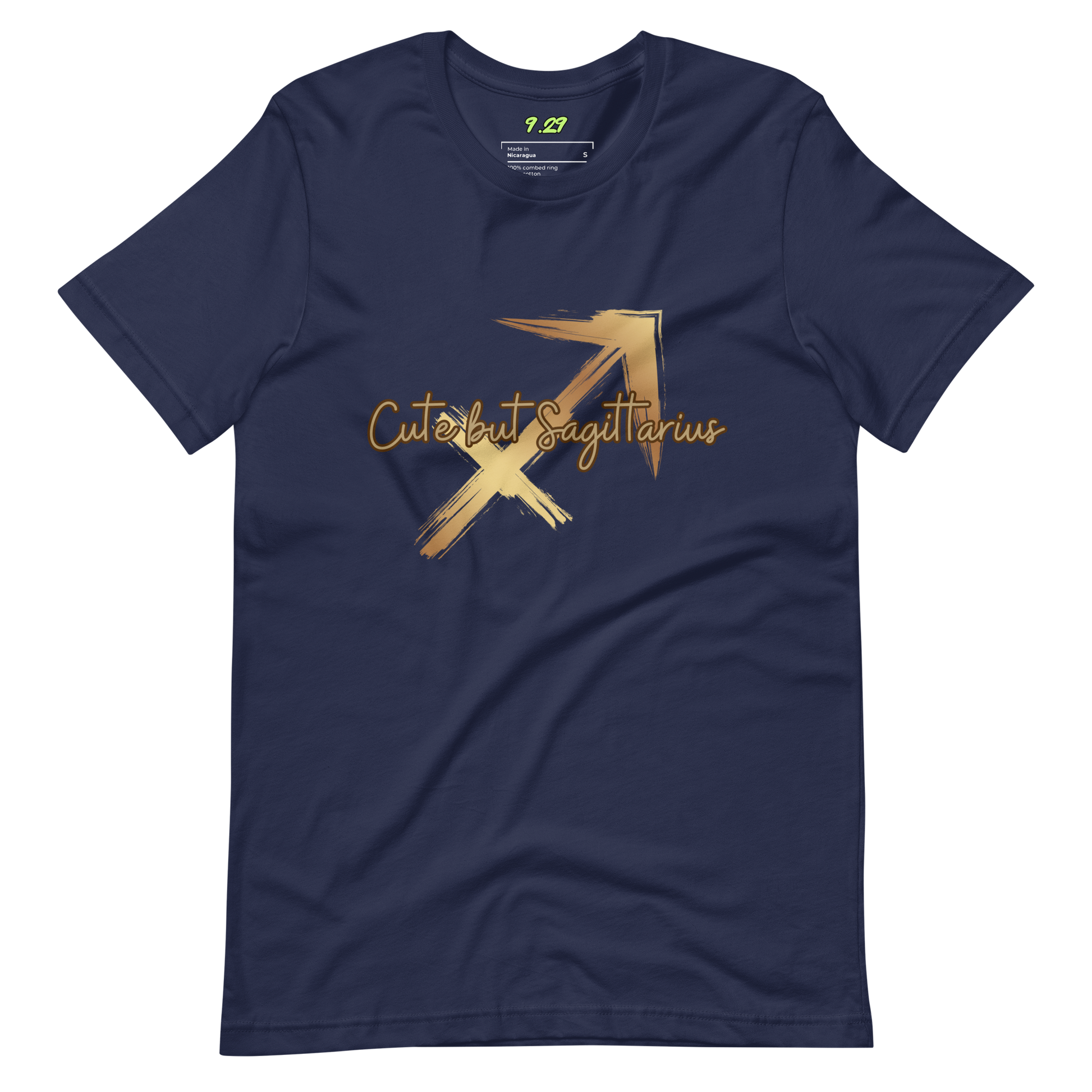 Navy t-shirt with "Sagittarius" Original Nine-29 Design