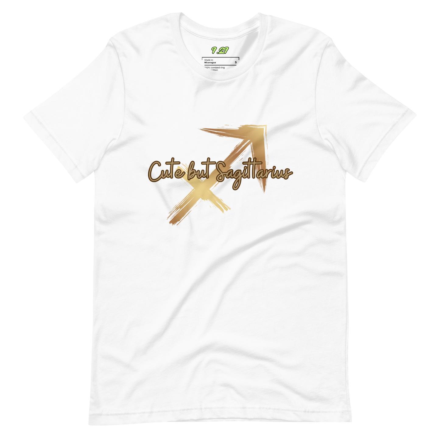 White t-shirt with "Sagittarius" Original Nine-29 Design