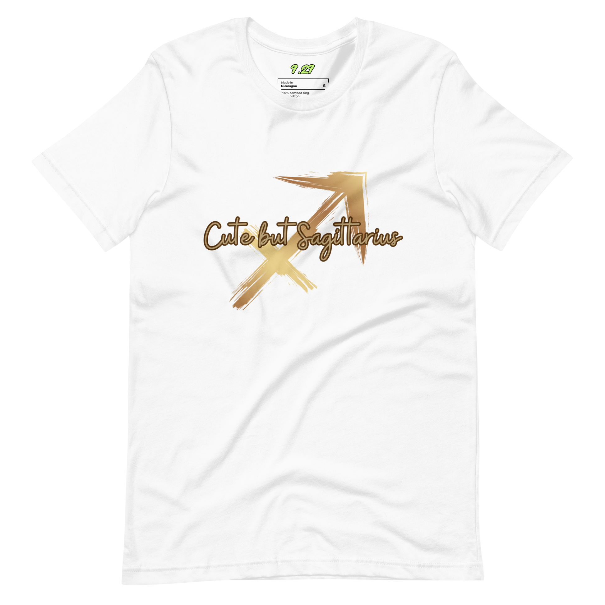 White t-shirt with "Sagittarius" Original Nine-29 Design