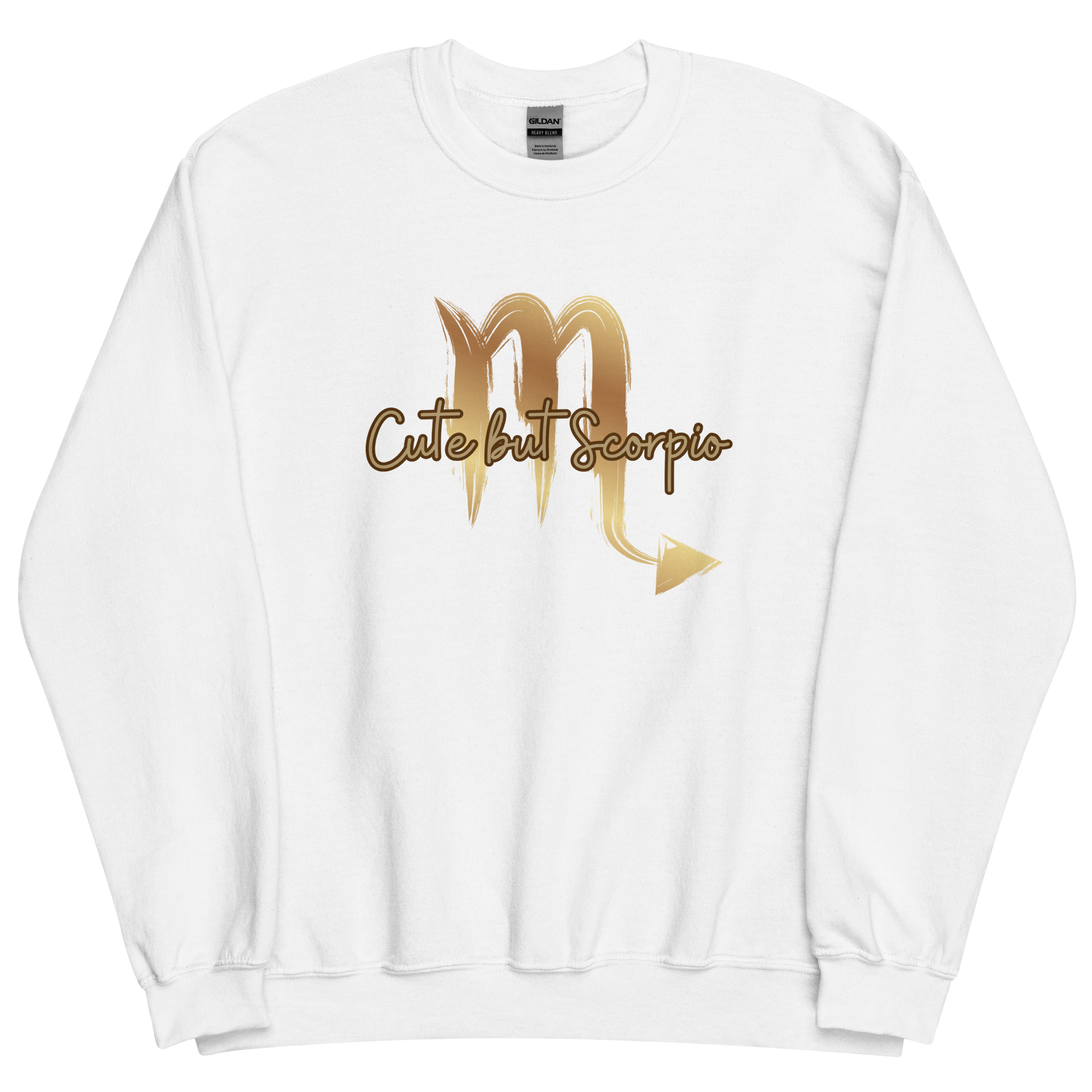 White sweatshirt with "Scorpio" Original Nine-29 Design