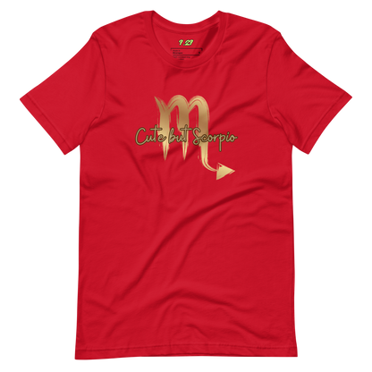 Red t-shirt with "Scorpio" Original Nine-29 Design